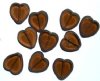 10 15mm Flat Cut Window Heart Beads Smoke Topaz 